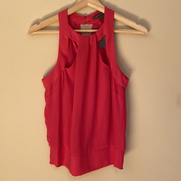 Suzy Shier Hot Pink Sleveless Tank Top Blouse with Silver Buttons XS - Picture 2 of 12